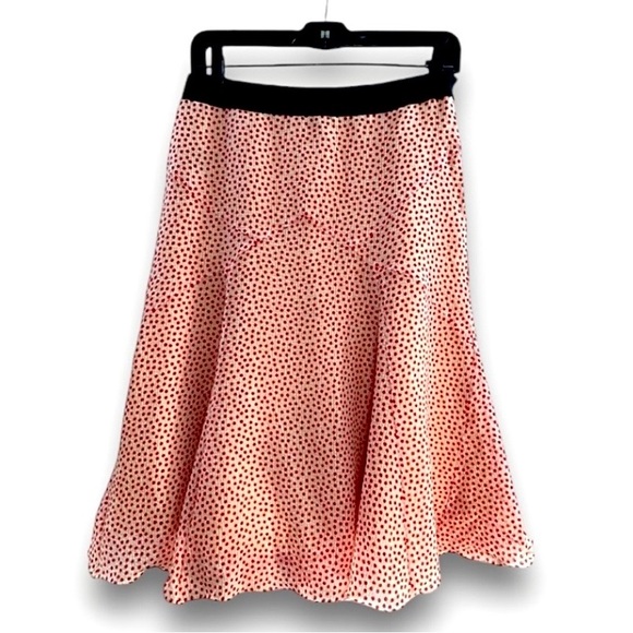 MARC JACOBS🎄Silk Red and Ivory POLKADOT Ruffle Midi Skirt with Black Waistband - Picture 2 of 7
